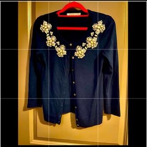INCASHMERE beaded neck light cardigan sweater size small